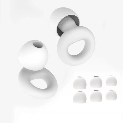 White soft silicone sleep earplugs with spare ear tips